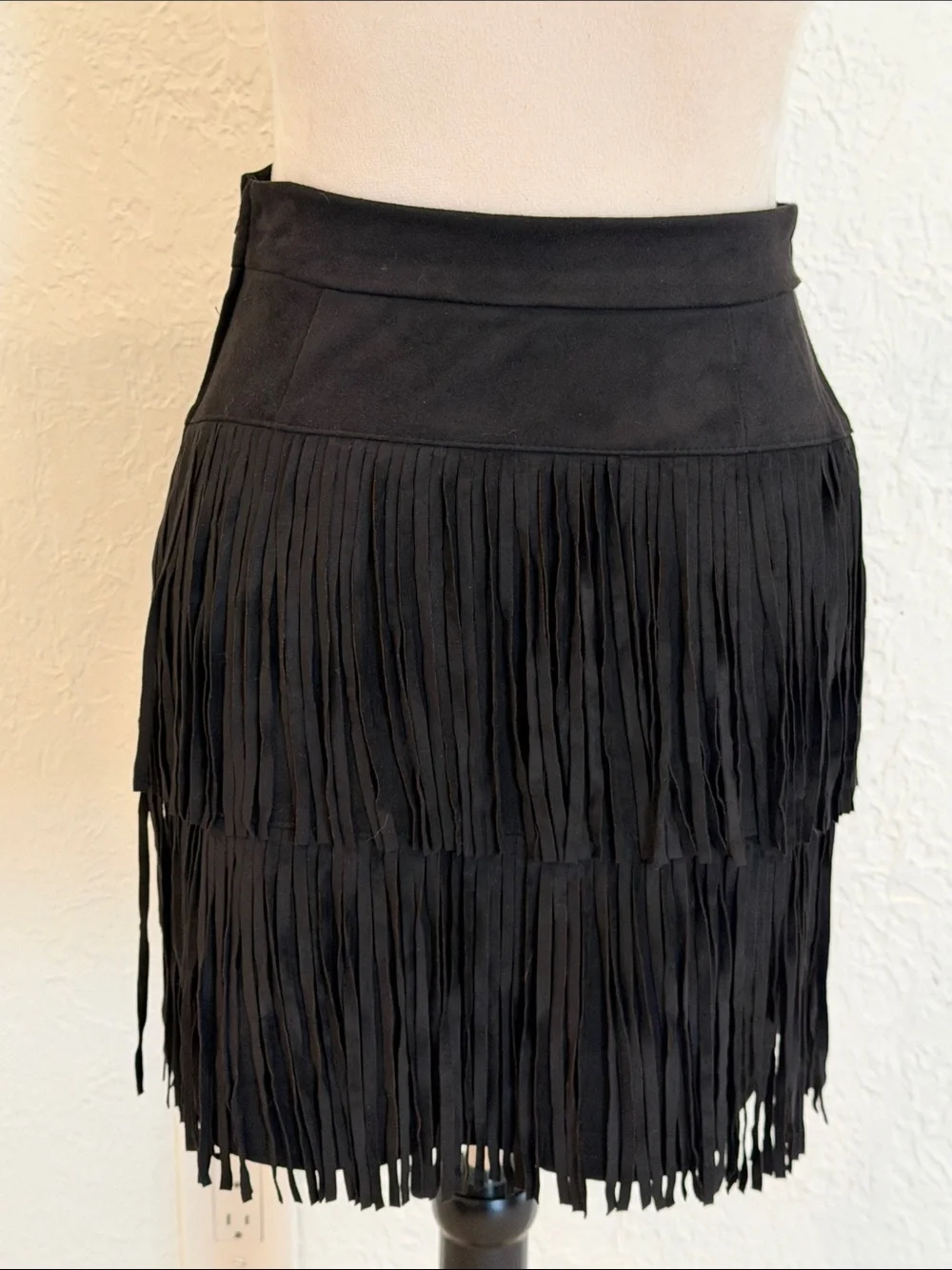 miami faux Suede Fringe Mini Skirt size small
